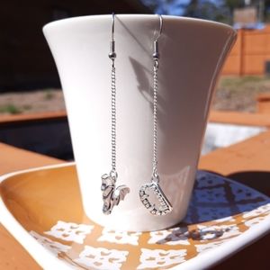 Fang & Bat Chain Dangle Halloween Earrings